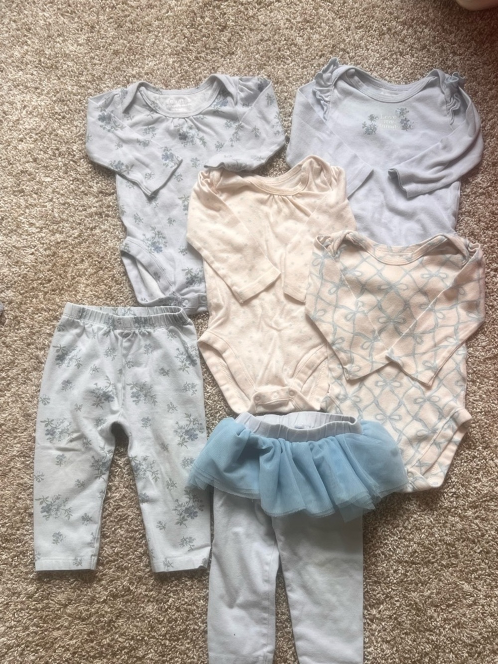 Children’s place baby girl bundle 6-9months light blue tops and pants set
